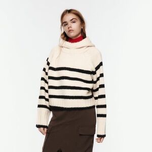 Zara Striped Wool Sweater w Hood - Size S
